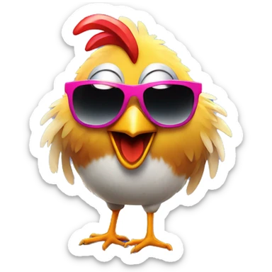 chicken with sunglasses dancing rave lights sticker