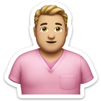 Chubby man wearing a pink scrub sticker