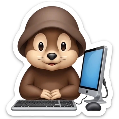 mole using a computer chat  sticker