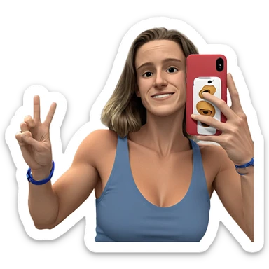 selfie in blue tank top sticker