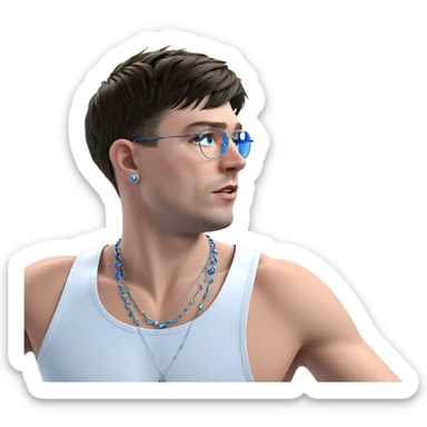 blue eyed boy with jewelry sticker