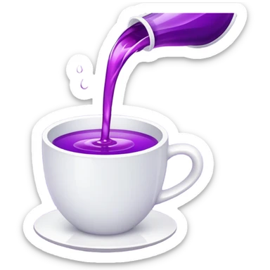 White cup spilling purple liquid  sticker