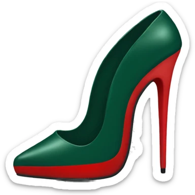 dark green stiletto heels with red bottom sticker