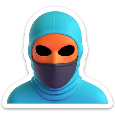 menacing robber with teal and orange balaclava sticker