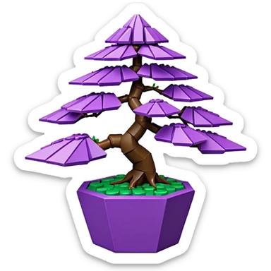  small short cascade black indigo bonsai pot plant purple shinku maple Lego with triangular angular multi hexagon faceted asymmetrical originally shaped body  sticker