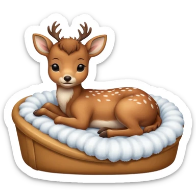 Baby Deer Sleeping in Bed sticker