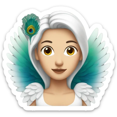 White woman with peacock wings sticker