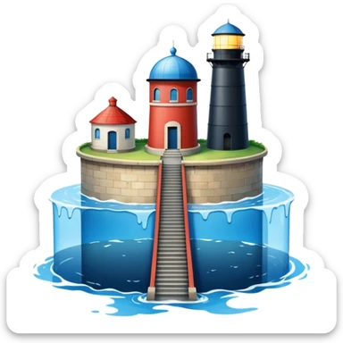 the sea is split in half. left half and right half of the water tower up, in the middle is a path on the floor of the sea sticker