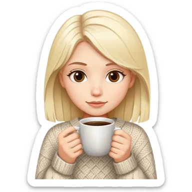 menina loira branca com blusa de frio com café na mão sticker