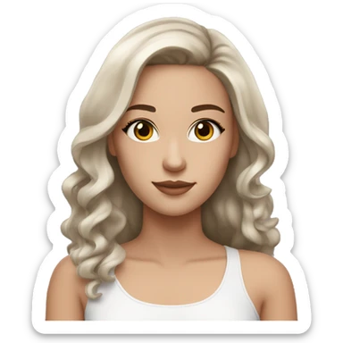 white light brunette girls , with brown eyes, with hightliter and blush, and long lashes sticker