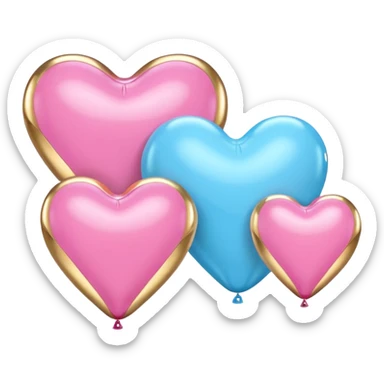 pink gold and light blue rococo inflatable hearts sticker