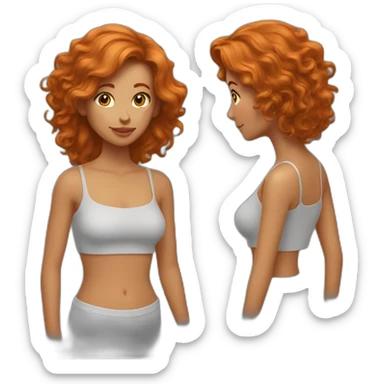 2 filles une cheveux roux long et une au cheveux noir court sticker