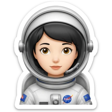 Young, female, astronaut suit, short black hair, white skin
 sticker