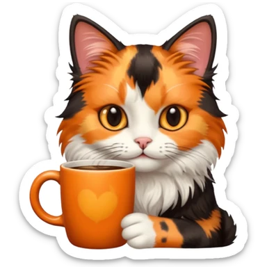 cat with coffee sticker