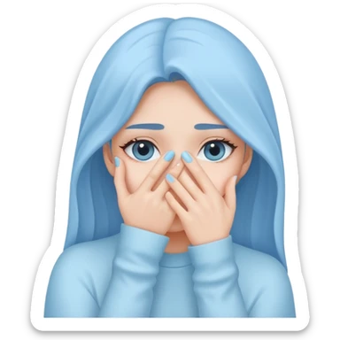 pastel blue girl covers her face with her hand sticker