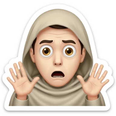 man seriously frightened by a hideous ghost  sticker