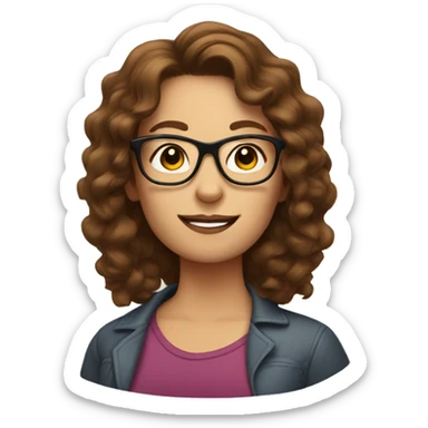 Mum with brown wavy hair and glasse sticker