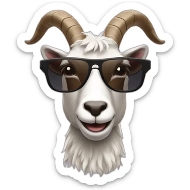 Goat with goatee beard and sunglasses sticker