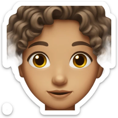 Cute brunette girl with wavy hair and brown eyes sticker