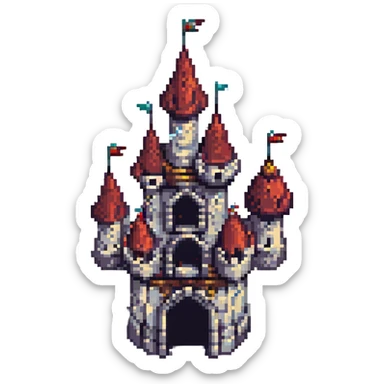 fantasy castle pixel art style sticker