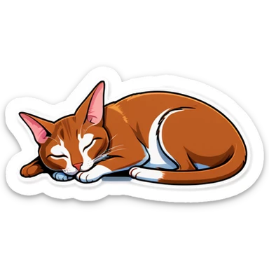 Brown oriental shorthair cat sleeping sticker