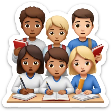 Students suffering and crying while studying sticker
