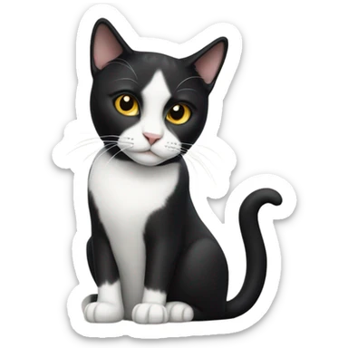 Tuxedo cat with black spot under nose sticker