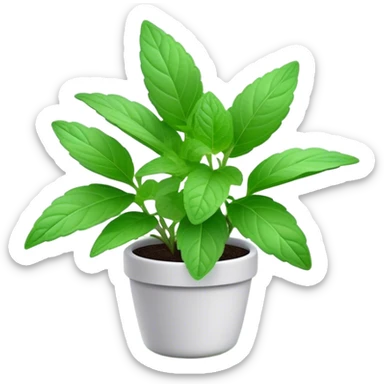 Cinematic Realistic Mint Emoji, Fresh and lively, with deep green leaves covered in tiny veins, emanating a cool, refreshing aroma. The plant’s soft, rounded edges sway gently in the breeze, inviting calm and relaxation. Soft glowing outline, capturing the essence of freshness and cooling fragrance in a fragrant mint plant! sticker