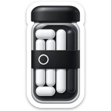 Minimalistic futuristic white&black pills pack emoji, black and white, flat vector design, high-tech clean UI icon sticker
