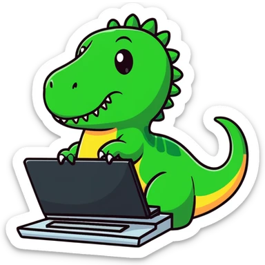 dinosaur using a computer sticker