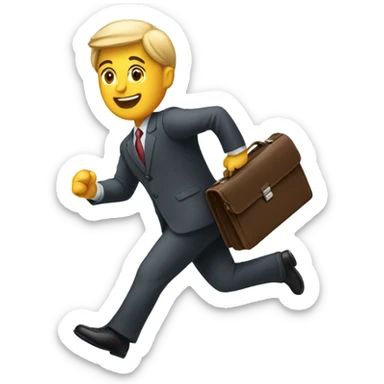 man running with briefcase sticker