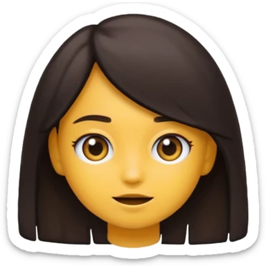 emoji estilo iOS de uma menina parda, cabelo cacheado curto preto dividido ao meio, olhos castanhos sticker