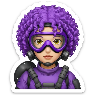 purple curly haired painitball player sticker