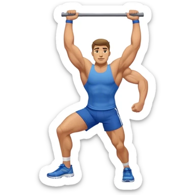 buff guy blue shorts stretching quadriceps sticker