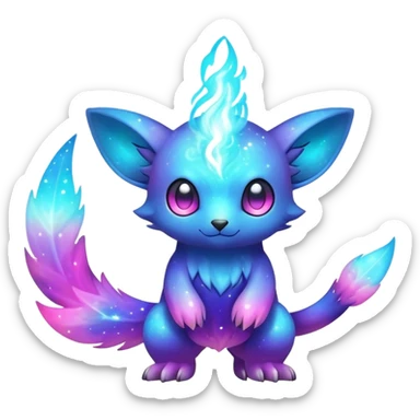 Cute cool colorful nebula fantasy animal hybrid Fakemon full body sticker