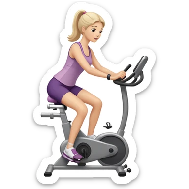 mother pedaling on an exercise bike sticker