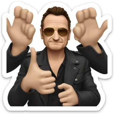 Bono doing v sign sticker