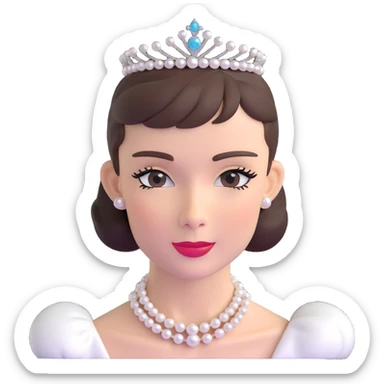 Audrey Hepburn iconic Breakfast at Tiffany's look with tiara and pearls sticker