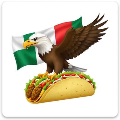 Mexican flag with eagle holding a taco instead of a snake sticker