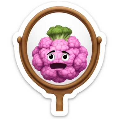 pink cauliflower looking in mirror sticker