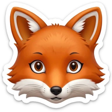 cute fox only face colors of an animal emoji, not a person, meaning only one color for the eyes sticker