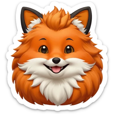 Floofy the Creampuff fox blackish away laughing, chubby. Black paws orange color sticker