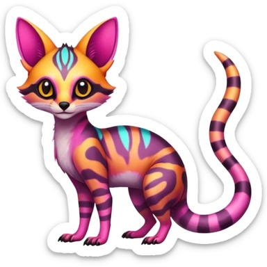  randomly colored colorful cute neon-colored brightly colored Fakémon-Fionbri-Vernid-Genet-creature with markings (full body) sticker