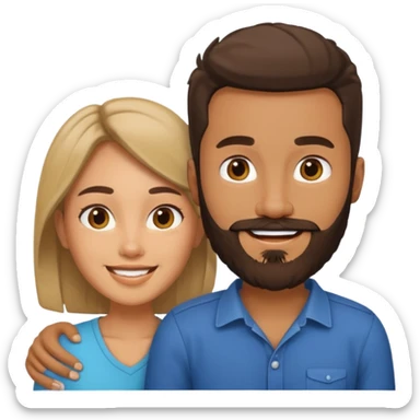 mixed race couple, man with beard, smiling together sticker