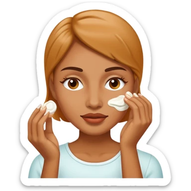 woman putting a white cream on her face sticker
