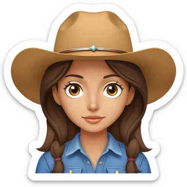 Thin girl in backward cowgirl brunette sticker
