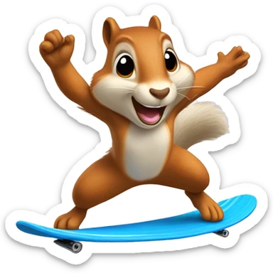 Squirrel jump roping while surfing sticker