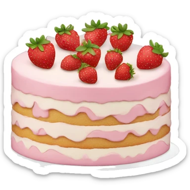 Light Pink strawberries and cream birthday cake  sticker