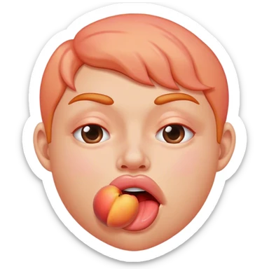 Peach with drool in mouth sticker