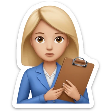 women with clipboard pressed sticker